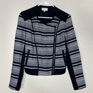 Lou & Grey Black & White Moto Jacket Zipper Front Size S